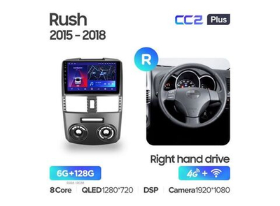 Магнитола Teyes CC2 Plus 6-128 Toyota Rush J200 1 (правый руль) 2015-2018 9.0"
