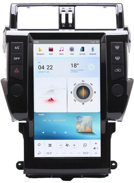 Магнитола для Toyota Land Cruiser Prado 150 2009-2013 - Carmedia ZF-1802-GE "Тесла-стиль" монитор 13.6" на Android 13, 8/128Гб, CarPlay, 4G SIM-слот