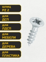 Саморез, шуруп мебельный, оцинкованный универсальный, 4*16 мм., 100 шт.