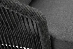 "Верона" кресло плетеное из роупа, каркас алюминий темно-серый (RAL7024) муар, роуп темно-серый круглый, ткань темно-серая 027