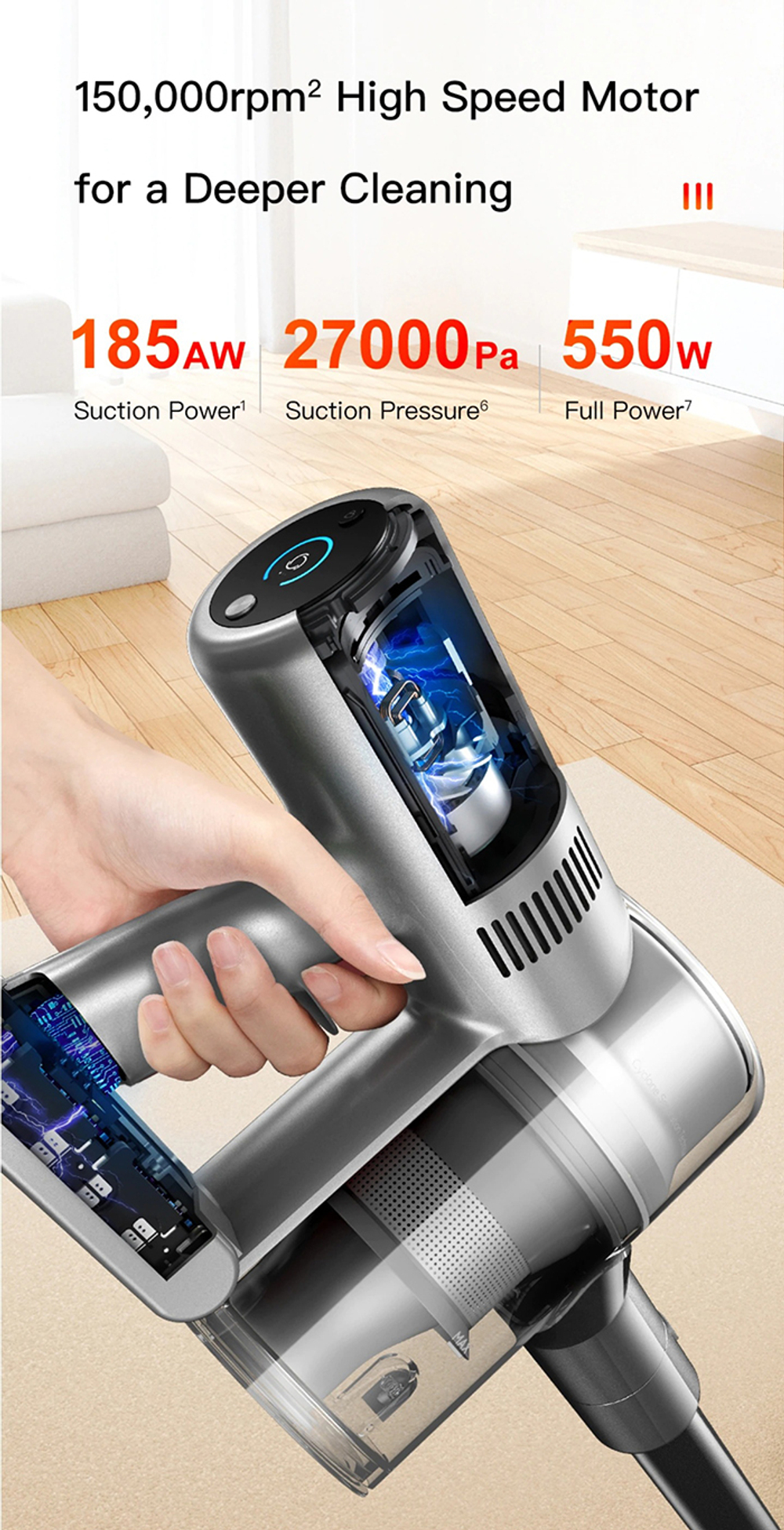 Беспроводной пылесос, вертикальный Dreame Cordless Vacuum Cleaner V12 серый(EU)