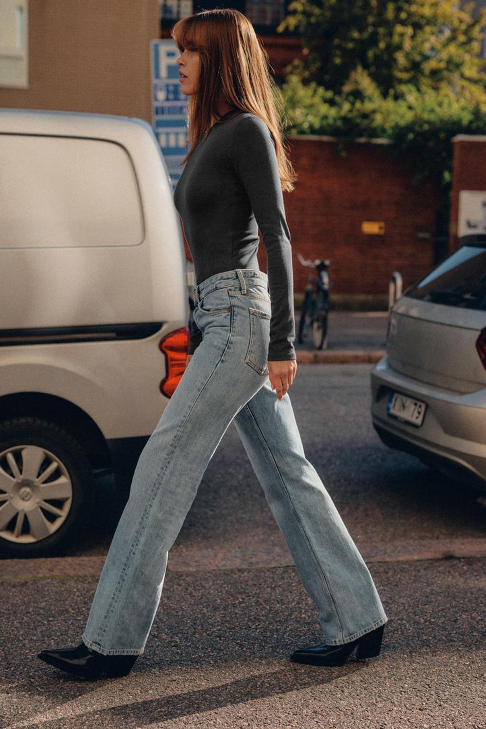 ZARA БОДИ ИЗ ХЛОПКА И МОДАЛА, СВИНЦОВЫЙ