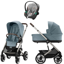 Коляска Cybex Talos S Lux TPE complete Aton S2 Lava Grey 3 в 1 Stormy Blue с дождевиками