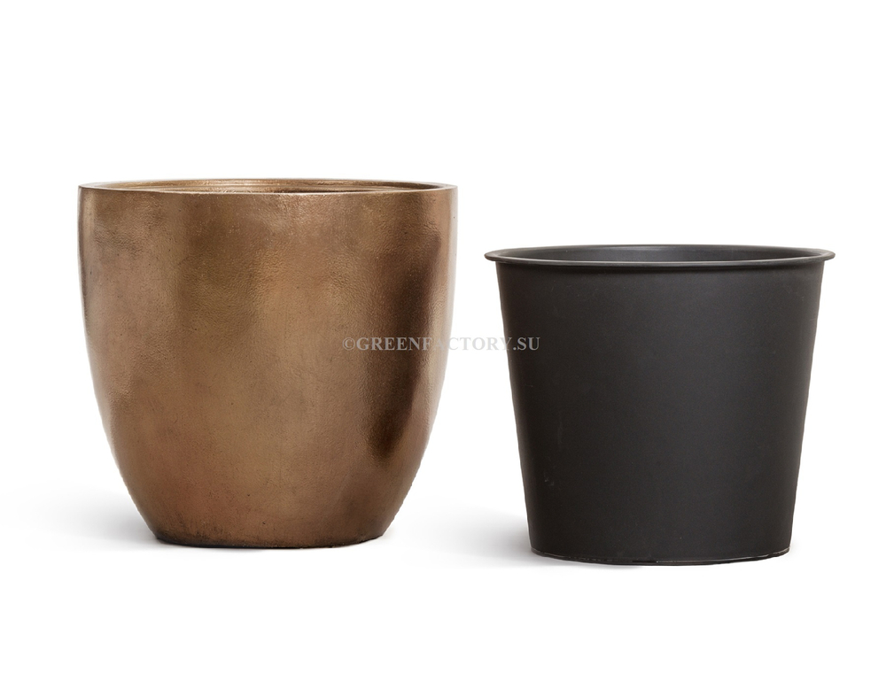 Кашпо TREEZ Effectory - Metal - Округлый конус - Тёмное-матовое золото