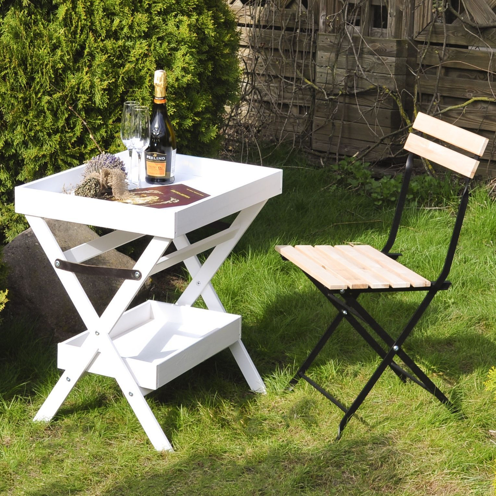 Складной деревянный столик, переносной, белый