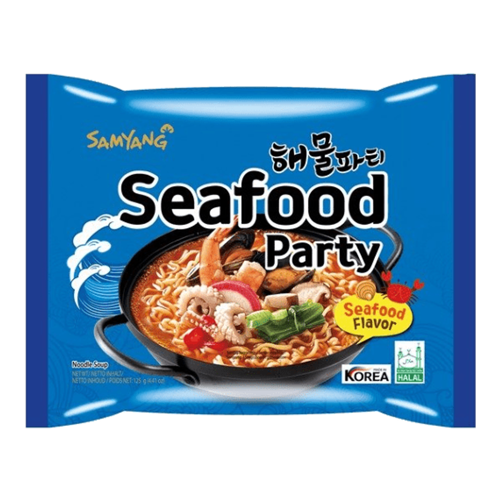 Лапша быстрого приготовления со вкусом морепродуктов Samyang Seafood Party 125 г 6 шт