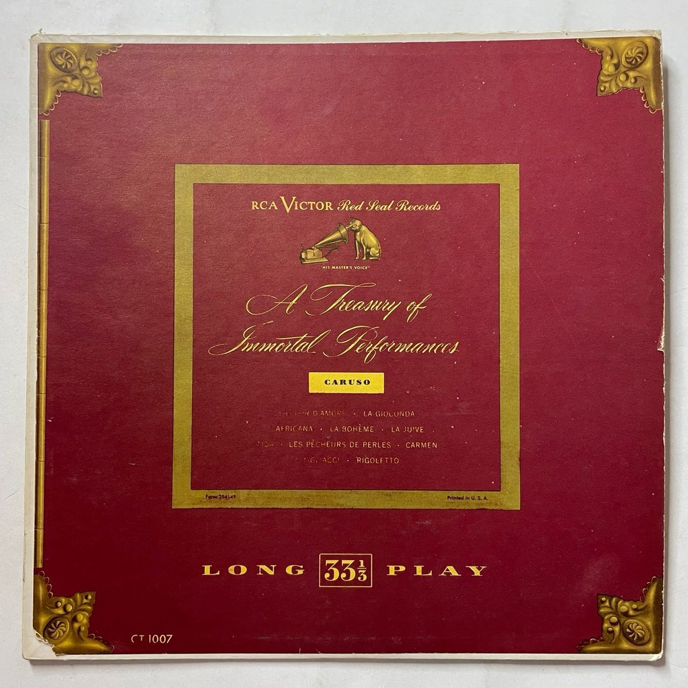 Винтажная виниловая пластинка LP Caruso Карузо A Treasury Of Immortal Performances (USA 1951)
