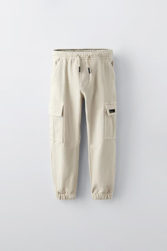 ZARA БРЮКИ КАРГО SOFT, ЭКРЮ