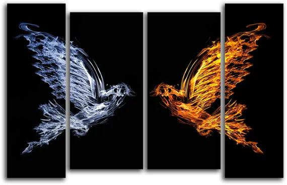 Модульная картина "Огонь и вода"