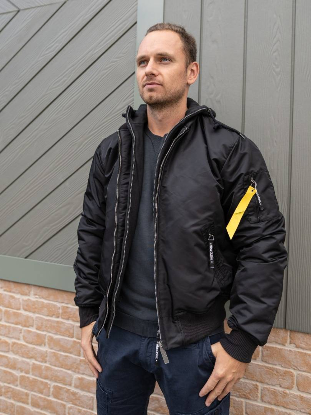 Куртка бомбер с капюшоном М65 MA-1 HOOD Black