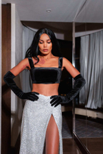 Топ-лиф из бархата, черный