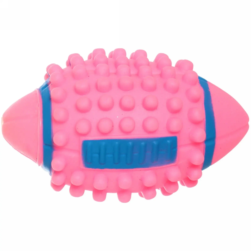 Игрушка - мячик для собак средних, мелких и крупных пород «ИГРУЛИК - РЕГБИ», цвет желтый, с пищалкой 12*7,5см (лейбл)