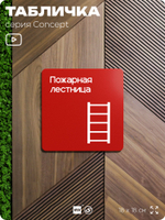 Табличка Пожарная лестница, на дверь и стену, навигационная и информационная, серия CONCEPT, 18х18 см, Айдентика Технолоджи