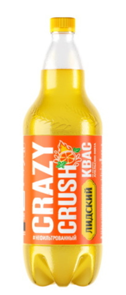 Квас Лидский "CRAZY CRUSH АПЕЛЬСИН-МЯТА" 1,5л.