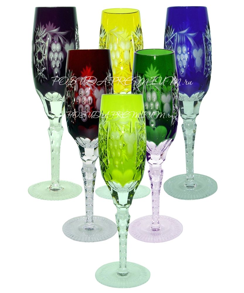 Ajka Crystal Цветные фужеры Grape 180мл, хрусталь