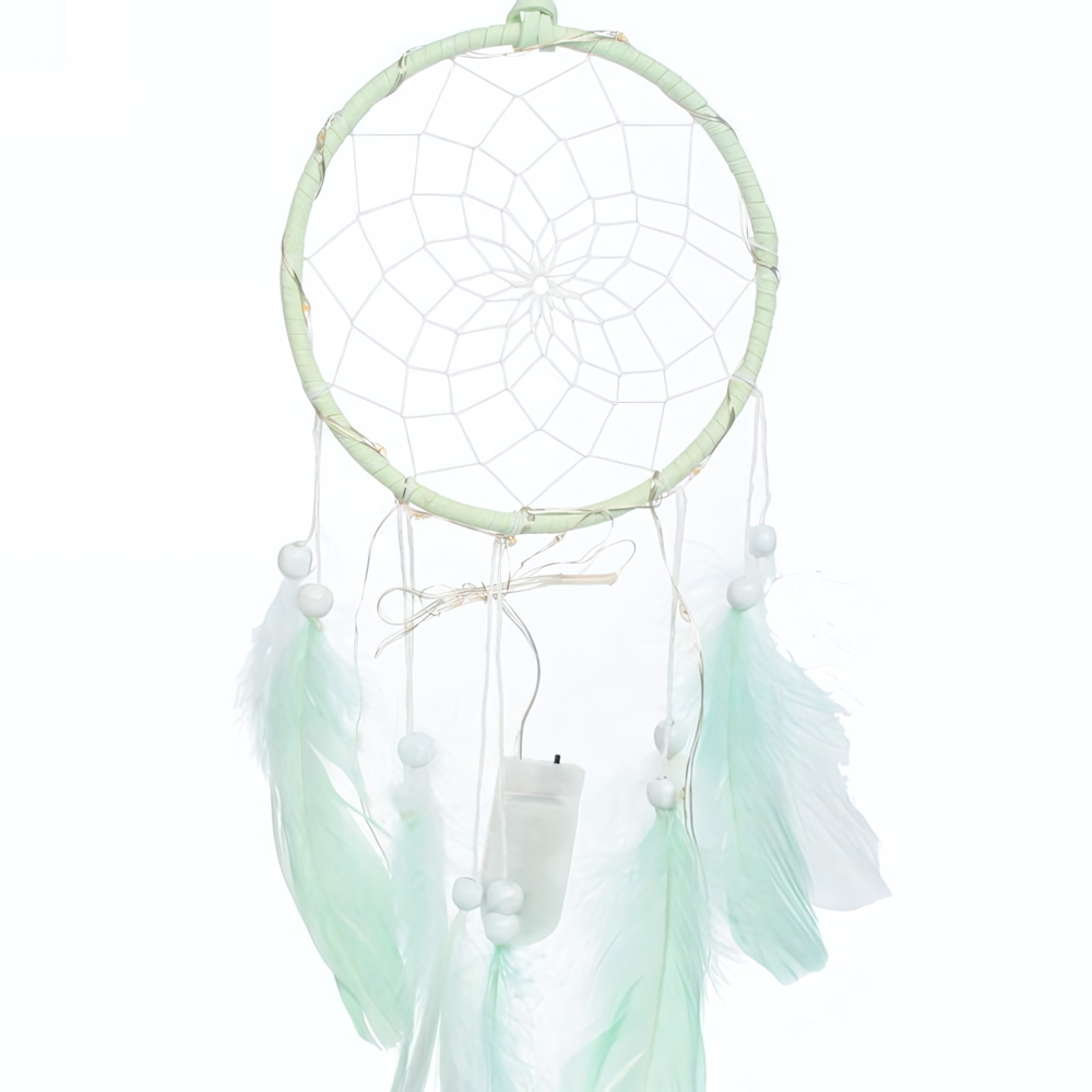 Украшение-оберег «Ловец Снов-Dream» 13*50см цвет нежно-зеленый, с подсветкой