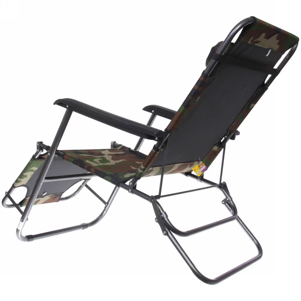 Шезлонг (раскладушка) 153*60*79см «Хаки» с подголовником, 2 положения ДоброСад