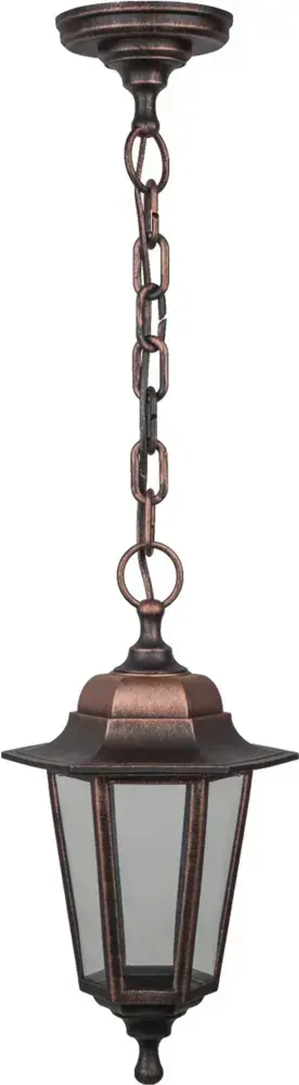Светильник уличный Navigator 80 485, 6 граней, цоколь E27, IP44, подвесной, черный под медь