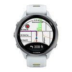 Спортивные часы Garmin Forerunner 970, силиконовый ремешок цвета «Уайтстоун»/дымчато-жёлтый Безель из титана, корпус цвета «Уайтстоун», AMOLED-дисплей с сапфировым стеклом. Ремешок с классической застёжкой — на запястье обхватом 135–205 мм