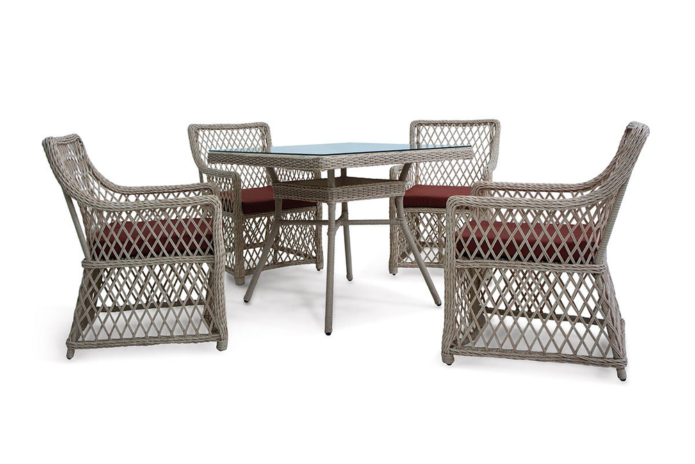 Комплект плетеной  мебели MOKKA VILLA ROSA (4 кресла) + 4 подушки