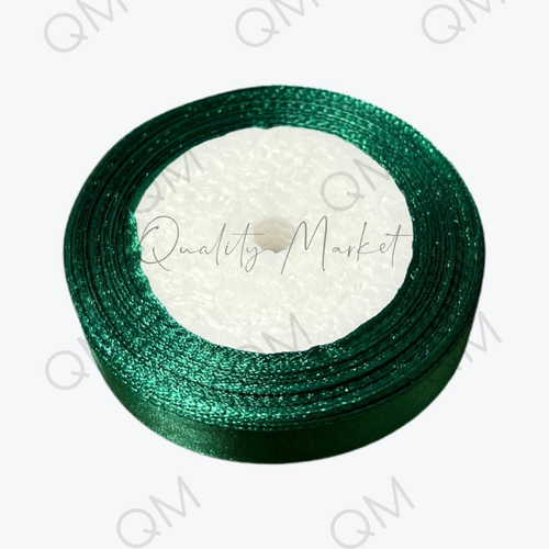 Лента атласная 1,5 см 25 ярдов (темно-зеленая) №073