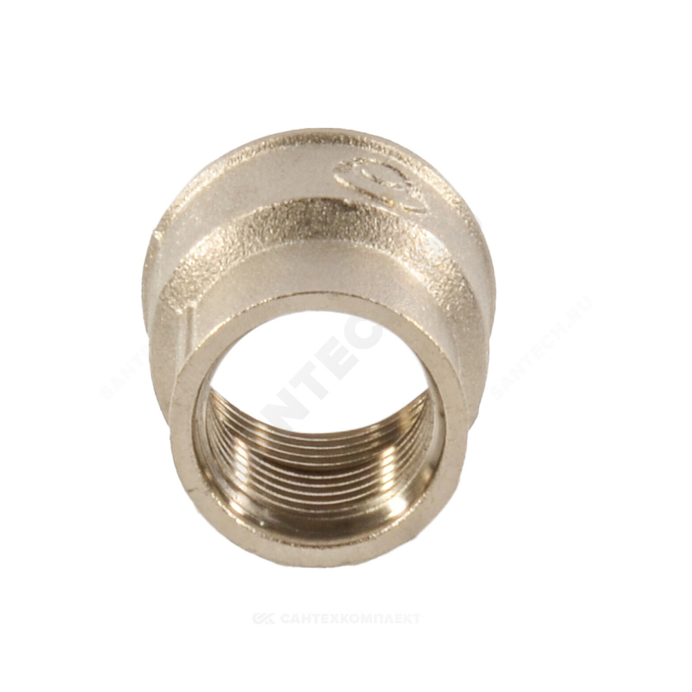 Муфта латунь никель переходная Ду 15х10 (1/2"х3/8") ВР/ВР VALFEX VF.240.N.012.038