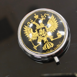 Сувенирный контейнер для хранения мелочей с ручной росписью Палех "Герб РФ"