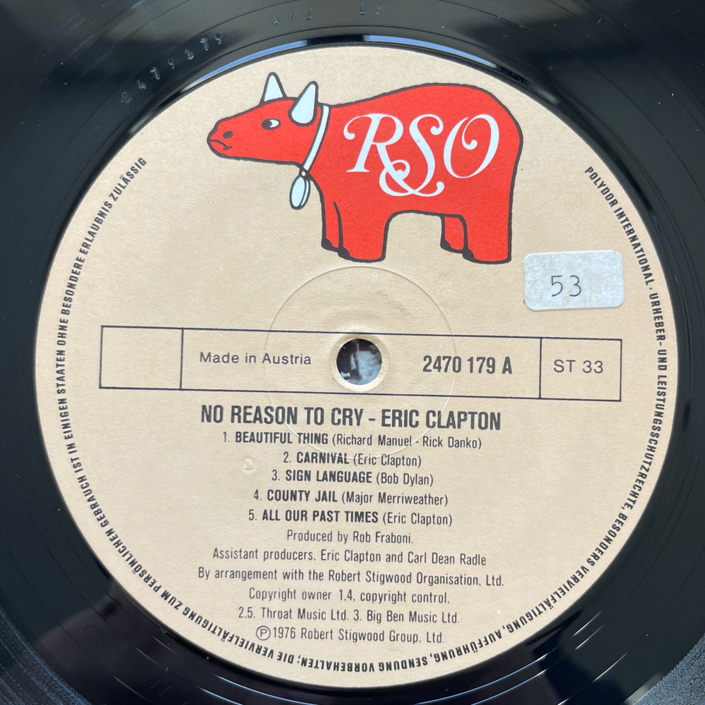 Винтажная виниловая пластинка LP Eric Clapton No Reason To Cry (Австрия 1976)