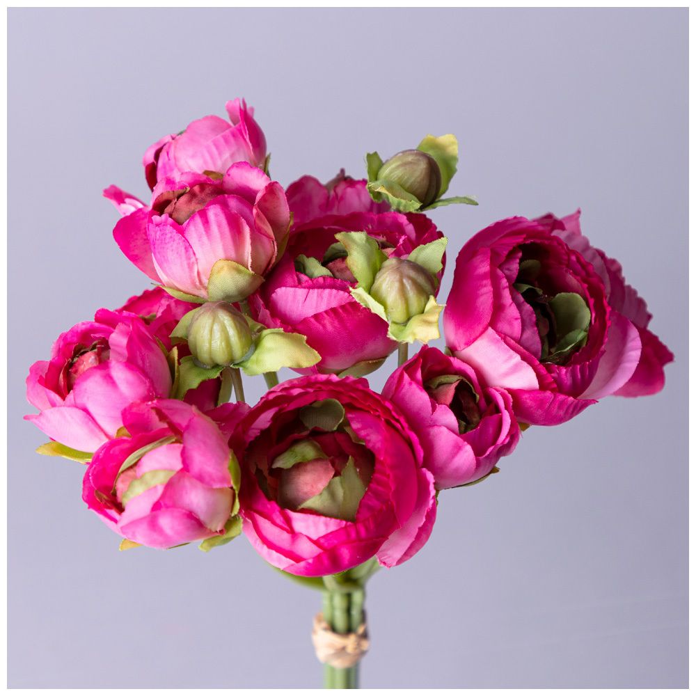 БУКЕТ ИСКУССТВЕННЫХ ЦВЕТОВ "РАНУНКУЛЮС" ВЫСОТА= 27СМ (МАЛ=12ШТ./КОР=72ШТ.)