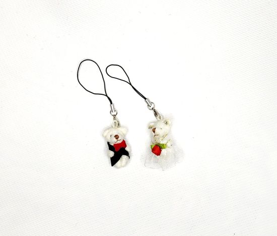 Свадебные игрушки-мишки "Пара жених и невеста", брелок-подвеска мини