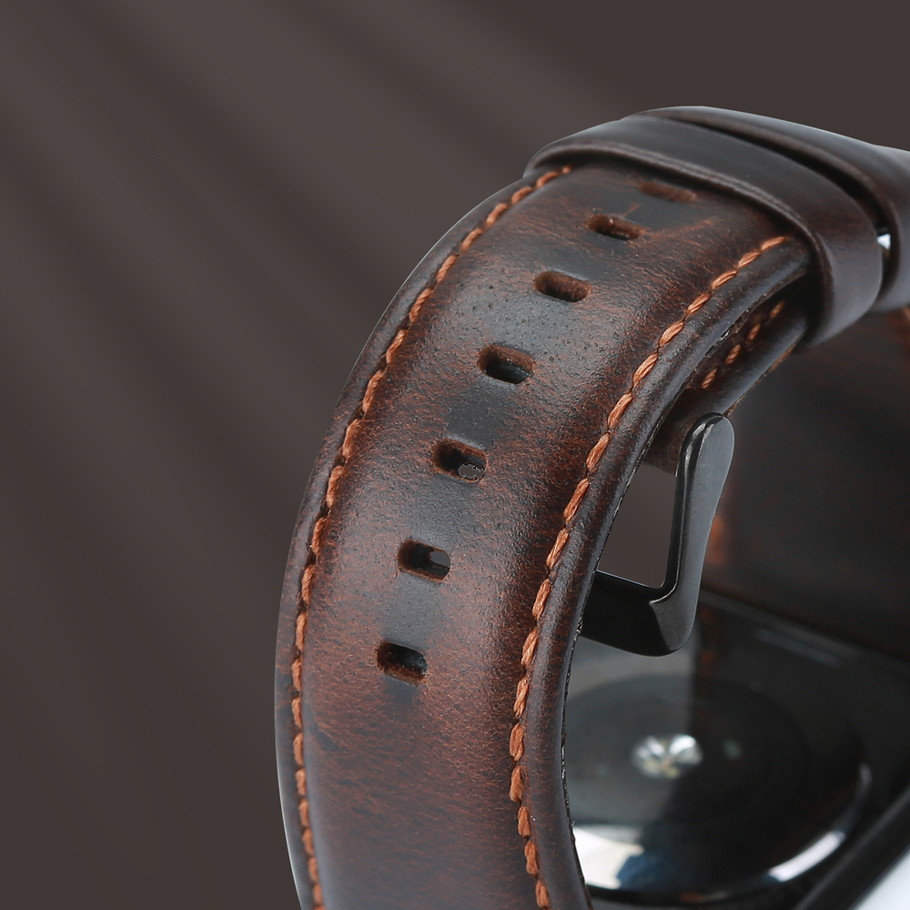 Ремешок из натуральной кожи кофейного цвета от Dux Ducis для смарт часов Apple Watch 38, 40, 41 и 42мм, серия Business Series