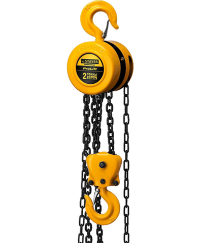 STAYER ProLift, 2 т, 2.5 м, ручная цепная шестеренная таль, Professional (4308-2)