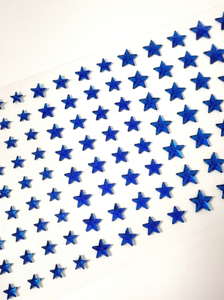 Стразы самоклеющиеся звездочки разного размера 101 шт синие