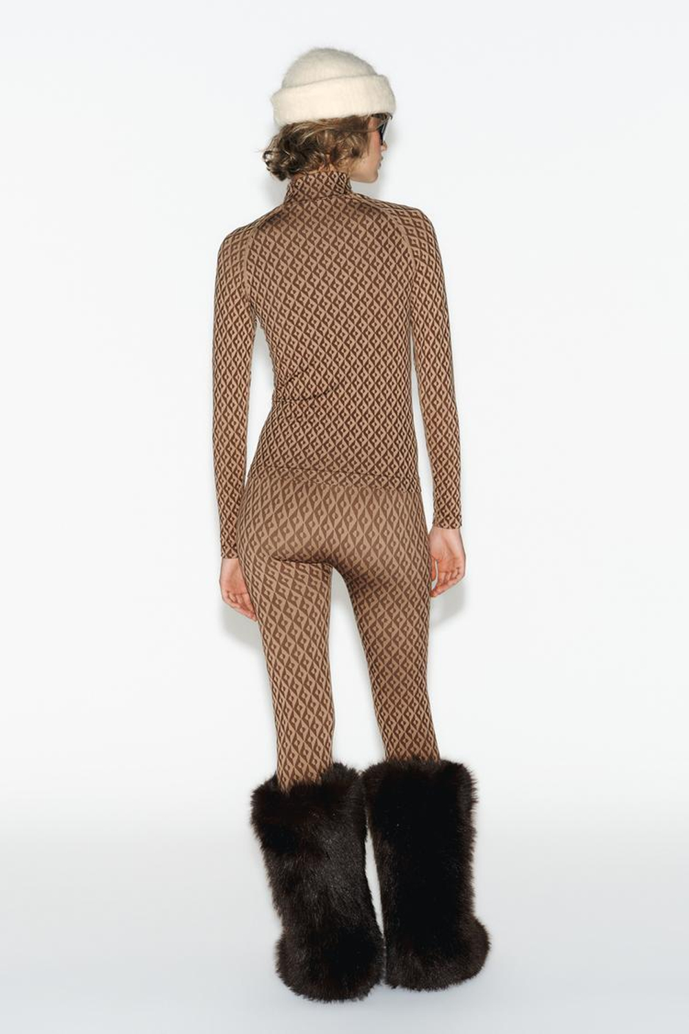 ZARA ТЕРМОЛЕГГИНСЫ С КОНТРАСТНЫМ УЗОРОМ SKI COLLECTION, ТАБАЧНЫЙ