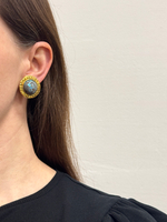 Клипсы с голубыми кабошонами Chanel