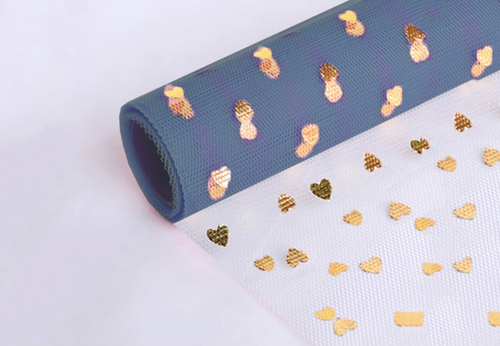 Сетка мелкая "Золотые сердца" Синий