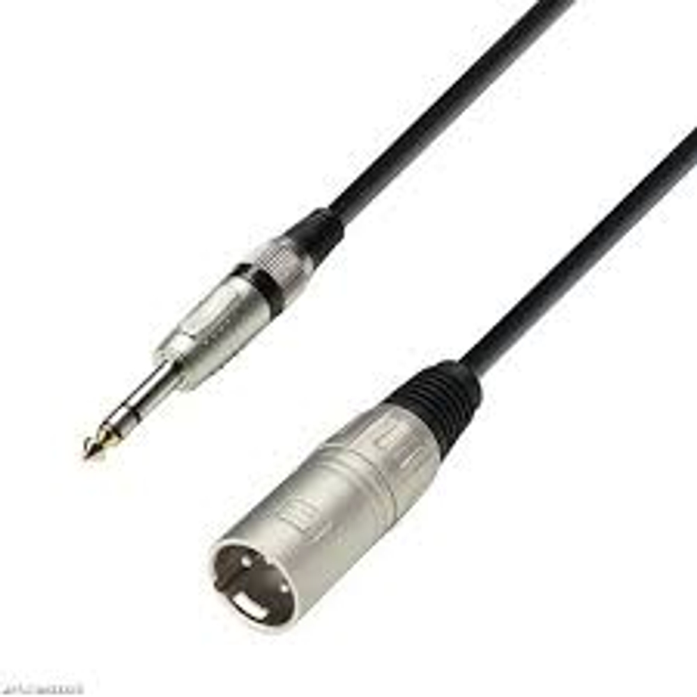 Adam Hall Cables K3 BMV 0300 - Microphone Cable XLR male to 6.3 mm Jack stereo 3 m