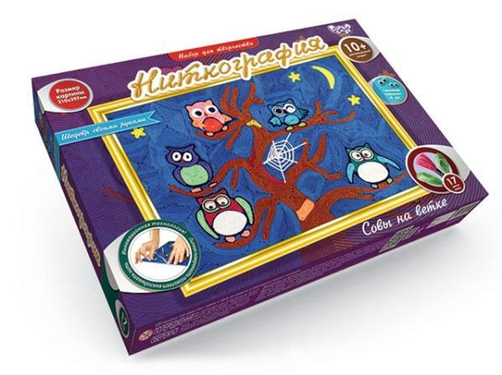 Набор для творчества «Ниткография Совы на ветке», №4 (Данко)