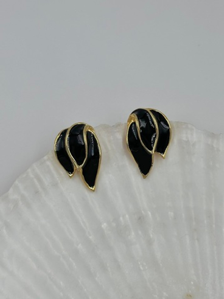 Серьги с чёрной эмалью
