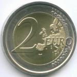 2 евро 2015 год. Италия. 30 лет флагу Евросоюза UNC