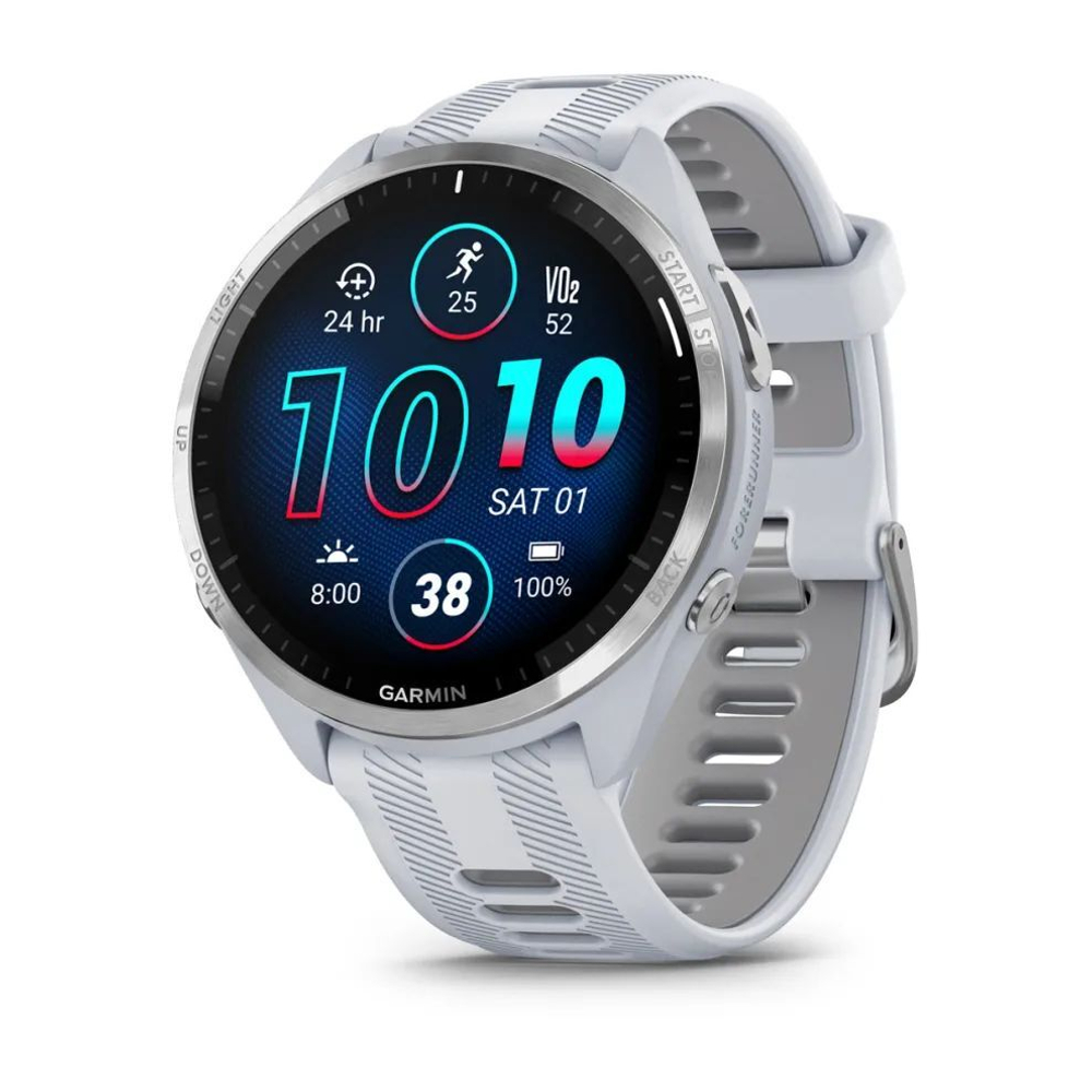 Смарт часы Garmin Forerunner 965 белые, титановый безель, с белым ремешком