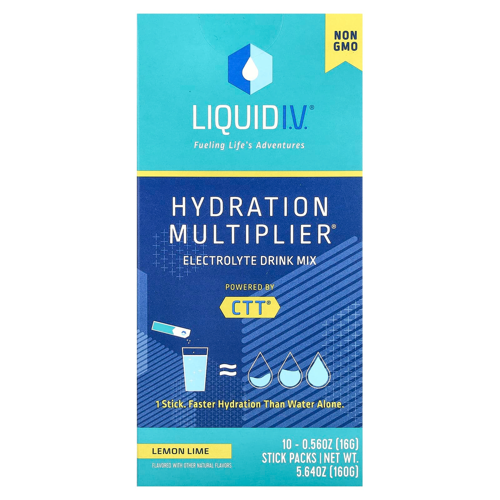 Liquid I.V., Hydration Multiplier®, смесь для приготовления электролитов, лимон и лайм, 10 пакетиков по 16 г (0,56 унции)