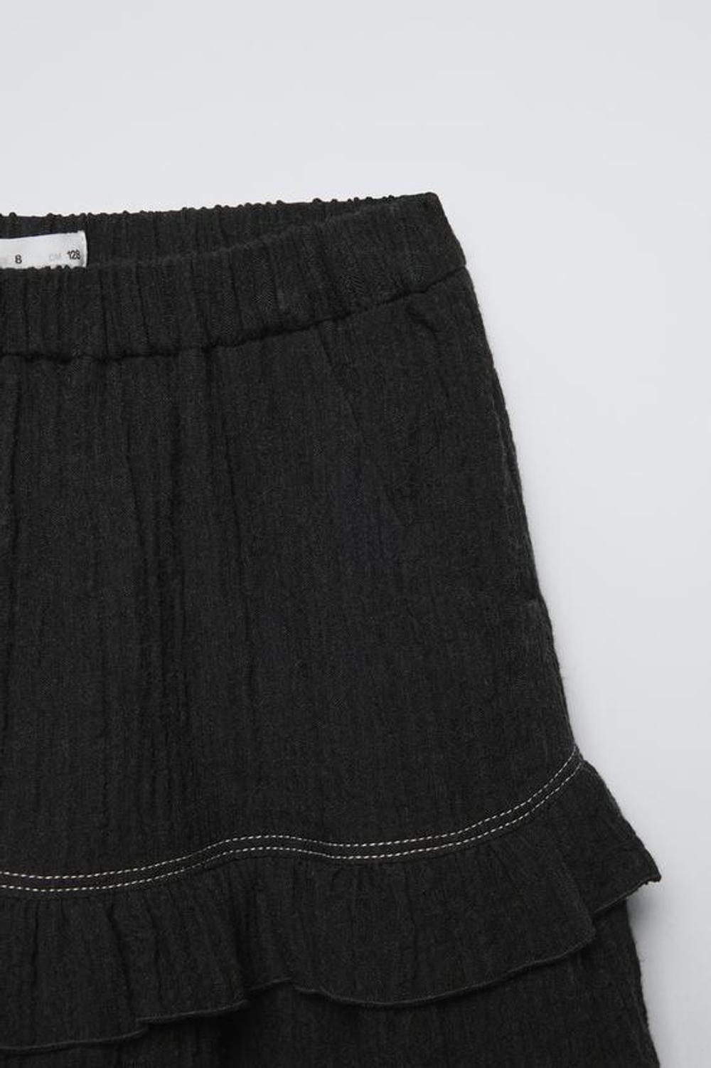 ZARA ЮБКА-ШОРТЫ С ВОЛАНАМИ И КРУЖЕВОМ, АНТРАЦИТОВО-СЕРЫЙ