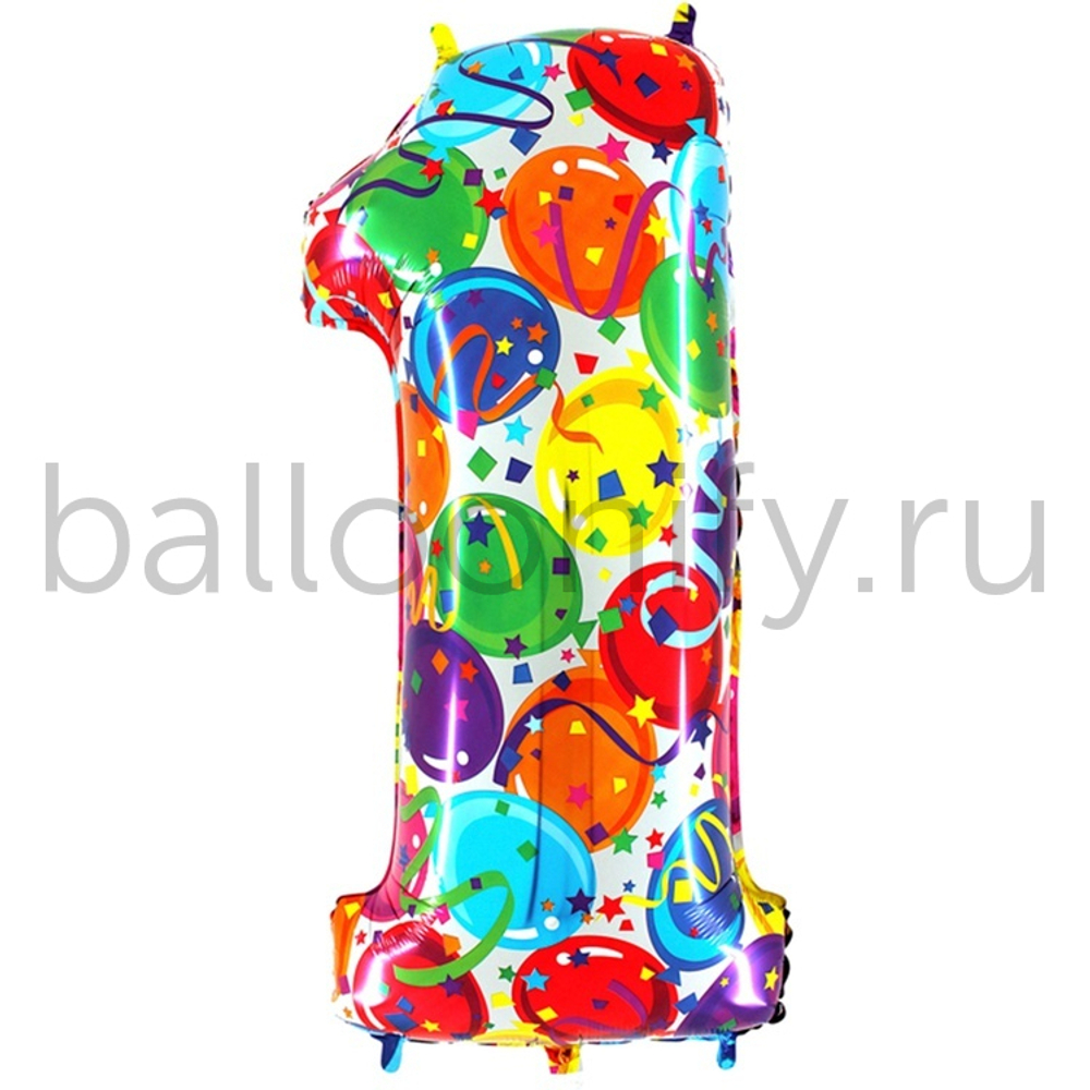 Шар ЦИФРА 1 Разноцветные шары 40" 102 см