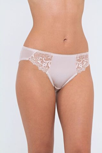 Трусики-слипы со вставками из вышитой сетки (Размер: 52) (Цвет: пудровый)