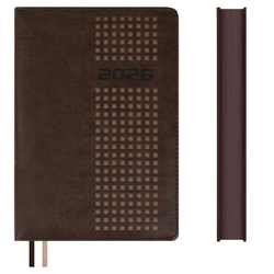 Ежедневник датированный 2026 ESCALADA, #ДУМАЙ КАК МИЛЛИАРДЕР, А5, 176 л., арт. 70215/ 15 ШЕВРО КОРИЧНЕВЫЙ (кожзам: 146х211 мм, твёрдый переплёт с поролоном, материал обложки: искусственная кожа "Шевро"; декор: блинтовое тиснение, перфорация + подложк