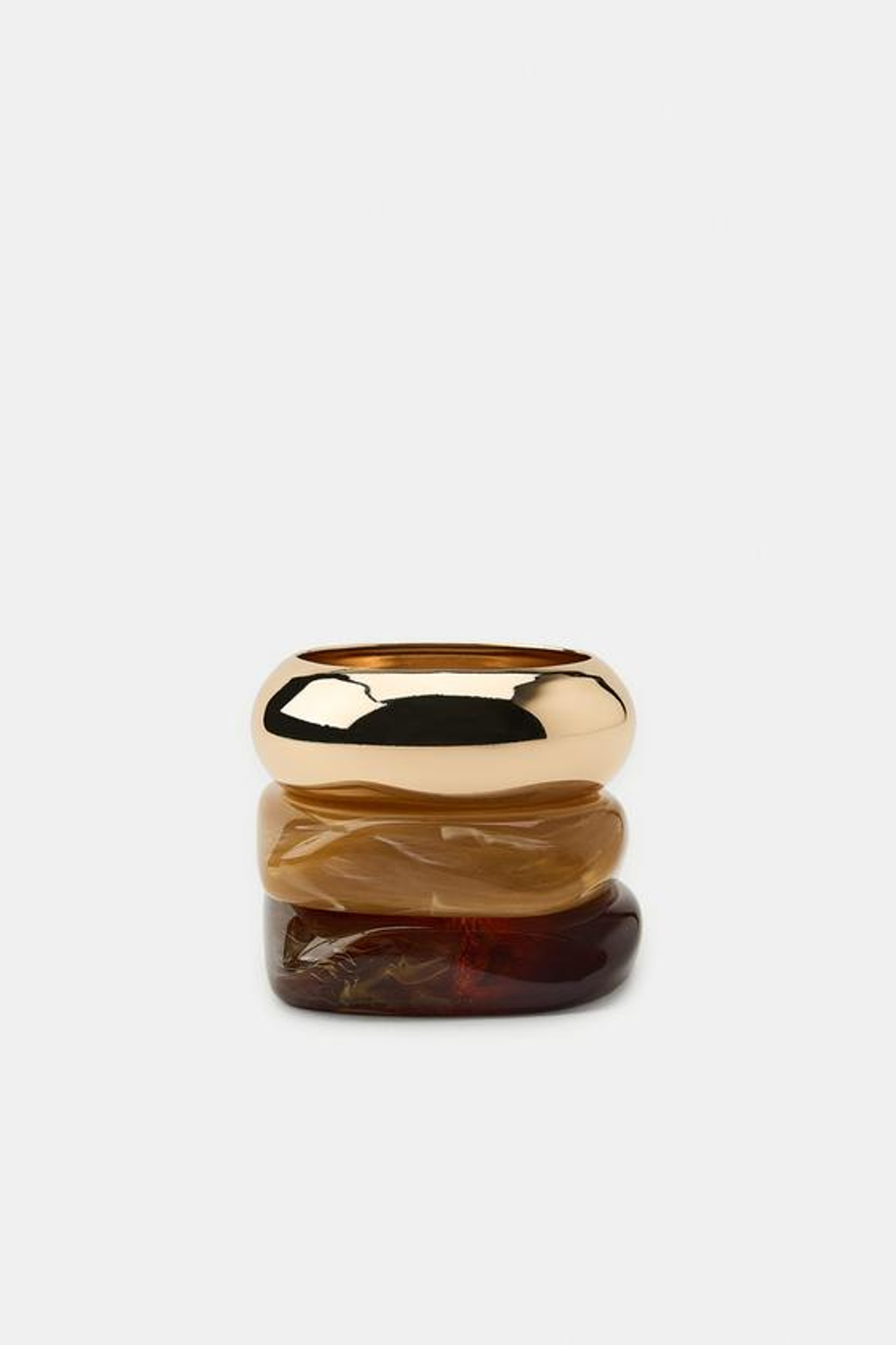 ZARA НАБОР ИЗ ТРЕХ ЖЕСТКИХ БРАСЛЕТОВ, КОРИЧНЕВЫЙ