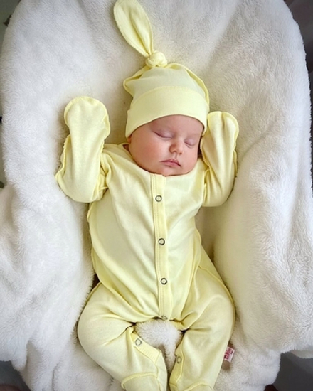 Слип хлопковый + шапочка банановый мусс