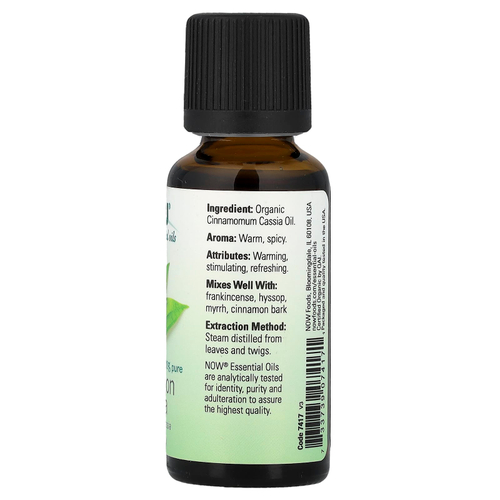 NOW Foods, органические эфирные масла, кассия, 30 мл (1 жидк. унция)