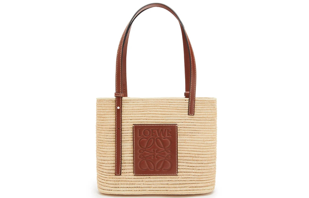 LOEWE Basket Raffia With Cow Leather Basket Bag, Straw Bag, Handbag, Shoulder Bag Women"s